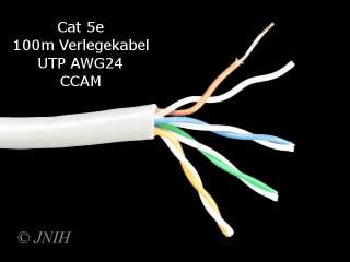 100m Netzwerkkabel Cat5e Verlegekabel UTP CCAM AWG24  