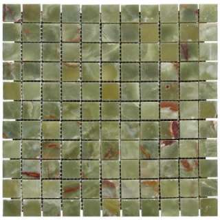 MS International 12 in. x 12 in. Green Polished Onyx Mesh Mounted 