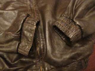   80s Mens Leather Biker Motorcycle Cool Mod Bomber Jacket Coat Sz 42 M