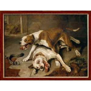 Bild mit Rahmen: Sir Edwin Henry Landseer, Kämpfende Hunde, 71 x 53 