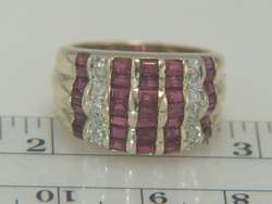 14K Yellow Gold 2.45ct Ruby & .28ct Diamond Wide Band Ring  