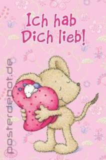 Poster Lillebi Hab dich lieb Maus Mäuschen Herz Rosa  