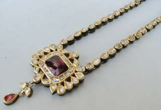 Material Solid 20 carat Gold,Real diamonds & Rhodolite stones,Handmade 