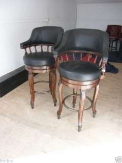   Burbank Leather Barstool COUNTER Bar Stool chair black mahagony wood
