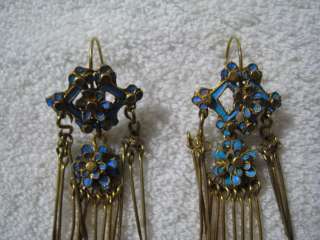 Nice Old Chinese Silver King Fisher Feather Earring  
