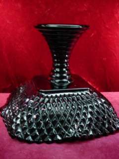 Vintage PLUM BLACK GLASS FOOTED COMPOTE Candy Dish  