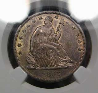 1863 S Seated Liberty Half Dollar NGC AU55 CAC *Toned*  