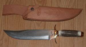 DAMASCUS CLASSIC BOWIE KNIFE with STAG HANDLE knives  