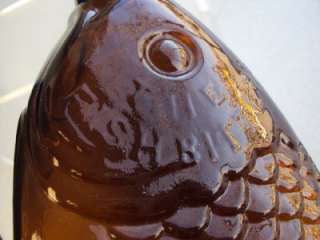 The Fish Bitters W H Ware Patented 1866 Antique Bottle Amber  