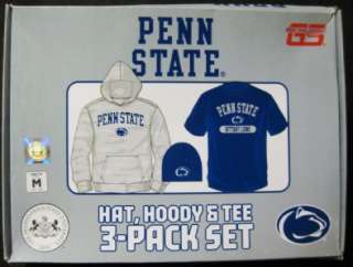 New Adidas Penn State Hoodie Knit Hat & Tee Shirt Gift Set #CLG07 