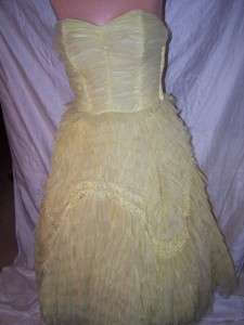 Rockabilly Vintage Yellow Tulle Dress Party Evening Womens Clothing 