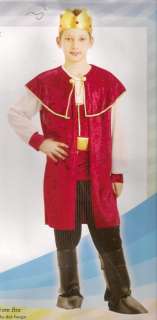 CHILDRENS/BOYS MEDIEVAL TUDOR KING RED CLOAK/ROBE FANCY DRESS UP 