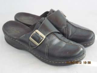 Clarks Bendables Leather Black Lexi Boardwalk Clogs Shoes Mules Women 
