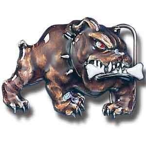  Pewter Belt Buckle   Bulldog with Bone