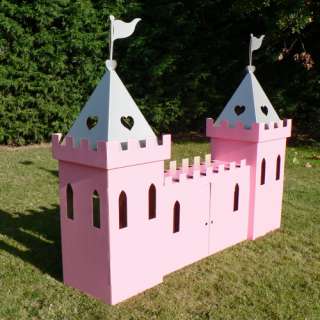 Environmentally friendly large cardboard princess castle in a pink 