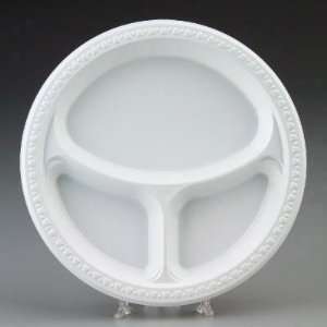  Round Plastic Plates with 3 Compartments in White Kitchen 