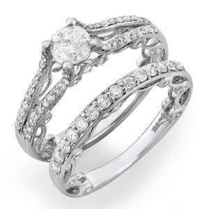  14k White Gold Round Diamond Ladies Bridal Ring Semi Mount 