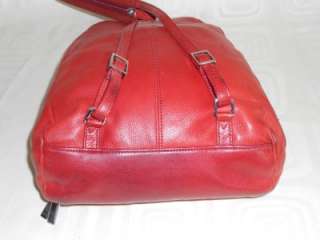 Franklin Covey Red Soft Pebbled Leather Backpack Style Shoulder Bag 