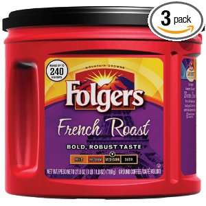 Folgers French Roast Ground Coffee, 27.8 Ounce Units (Pack of 3 