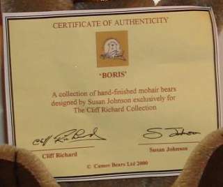   Collection BORIS TEDDY BEAR By Susan Johnson Cameo Bears VERY RARE