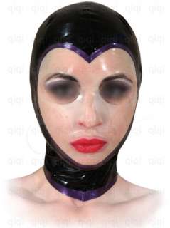 Latex/rubber Hood 0.45mm catsuit mask black transparent  
