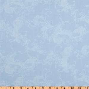  44 Wide Quilters Flour Plus Damask Blue Fabric By The 