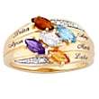   Silver 2 Tone Mothers Birthstone Color Crystal Band Ring 