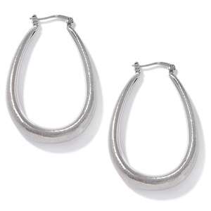   Polished & Brushed 2 sided Stainless Steel Hoop Earrings 