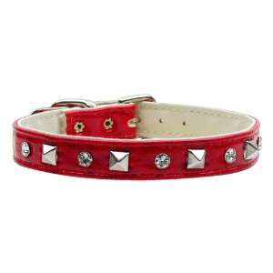   Faux Snake Skin Crystal And Pyramid Collars Red 12