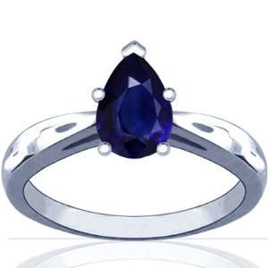  Platinum Pear Cut Blue Sapphire Solitaire Ring Jewelry