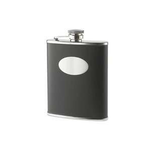   Oz Black Bonded Leather Stainless Steel Flask 
