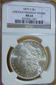 1879 S Morgan Silver Dollar NGC MS 64 Lincoln Highway Hoard US Graded 