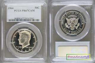You are bidding on a 1964 Cameo Proof Kennedy Half Dollar. This coin 