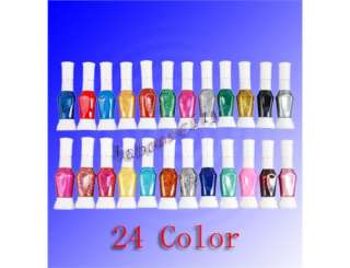 NEW 24 Color Nail Art 2 way pen brush varnish polish  