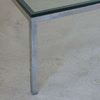   table chrome base with glass top seamless base 60 width x 24 depth