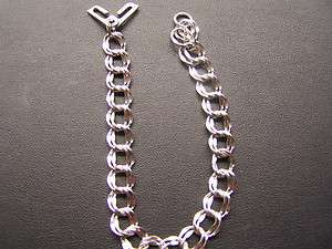   Sterling Silver 925 Double LInk Charm Bracelet 7 1/2 Long 8.3mm links