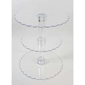  Cupcake or Cake Stand with Scalloped Eges Made of Clear Hard Acrylic 