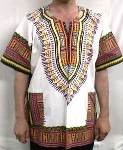 African Men Women Dashiki Shirt Blouse Top White Red NotCom S M L XL 