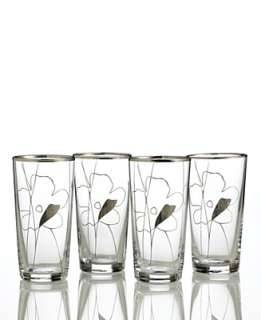   Club Glassware, Set of 4 Platinum Double Band Turkish Tea Glasses