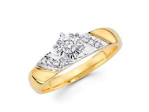    Diamond Engagement Ring 14k Multi Tone Gold Womens Bridal 