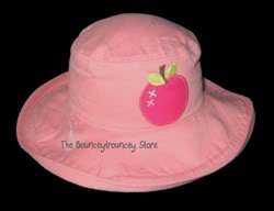 Candy Apple~ Soft floppy lined sunhat with appliqued candied apple 