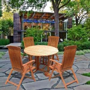  Edin Round Patio Table Set with 4 Atlantic Chairs (Natural 
