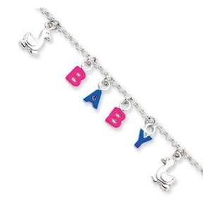   : Sterling Silver Adjustable Enameled Baby Charm Bracelet 6 Jewelry