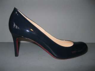 AUTHENTIC LOUBOUTIN SIMPLE NAVY PATENT LEATHER PUMPS HEELS NEW 39 