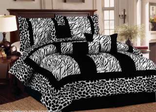 7Pc Zebra Bedding Giraffe Comforter Set Black White New  