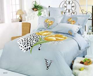 QUEEN FULL 6PC GREY GOLD POPPIES Bed In Bag DUVET COVER  
