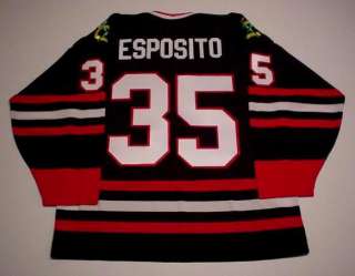 TONY ESPOSITO CHICAGO BLACKHAWKS JERSEY ROAD BLACK  