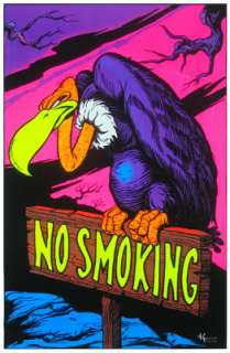No Smoking BLACKLIGHT POSTER Vulture Bird Smoke Trippy  