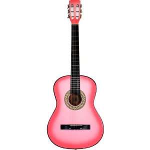  Pink 38 Beginner Acoustic Guitar with Gig Bag Case, Strap 