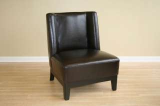 Low Slung Dark Brown Bycast Leather Chair   A 179 001 Brown